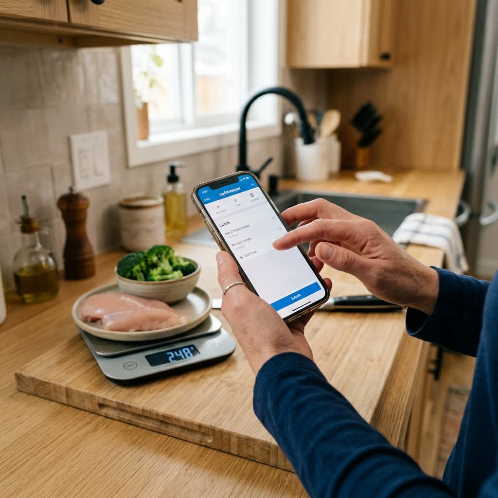 Suivi des repas sur smartphone avec balance de cuisine