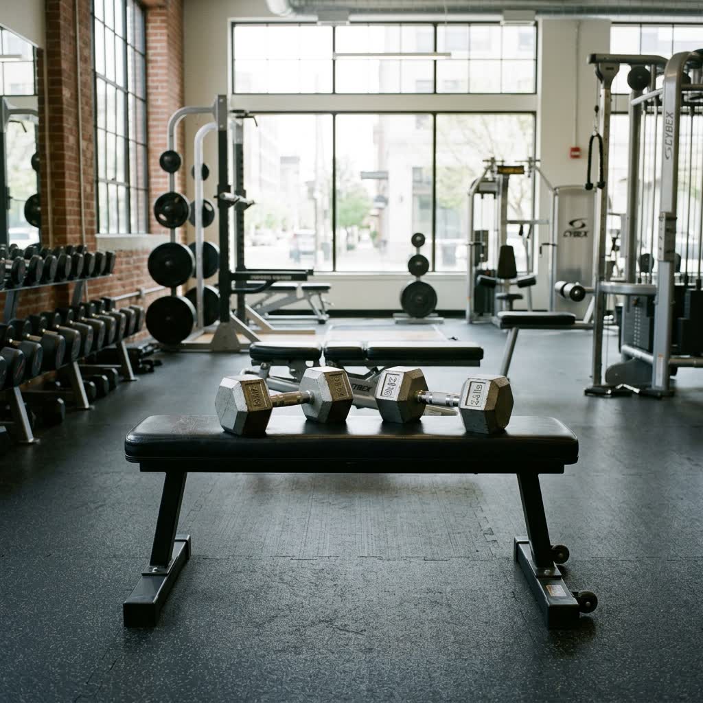 Banc de musculation avec haltères