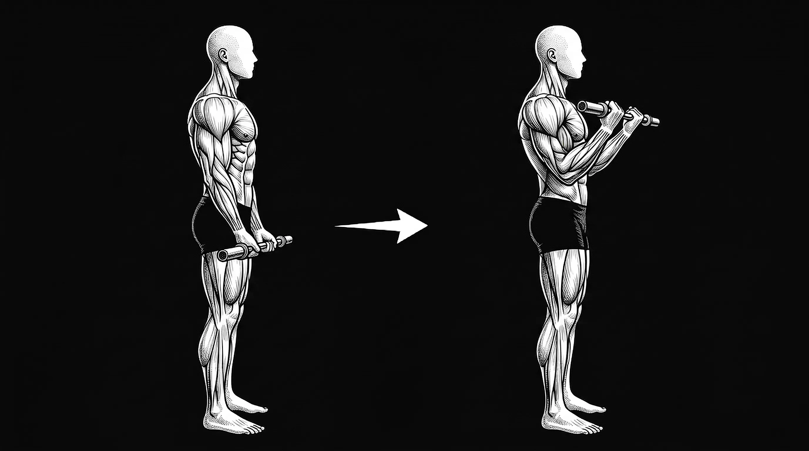 Curl Barre - Position de départ et fin
