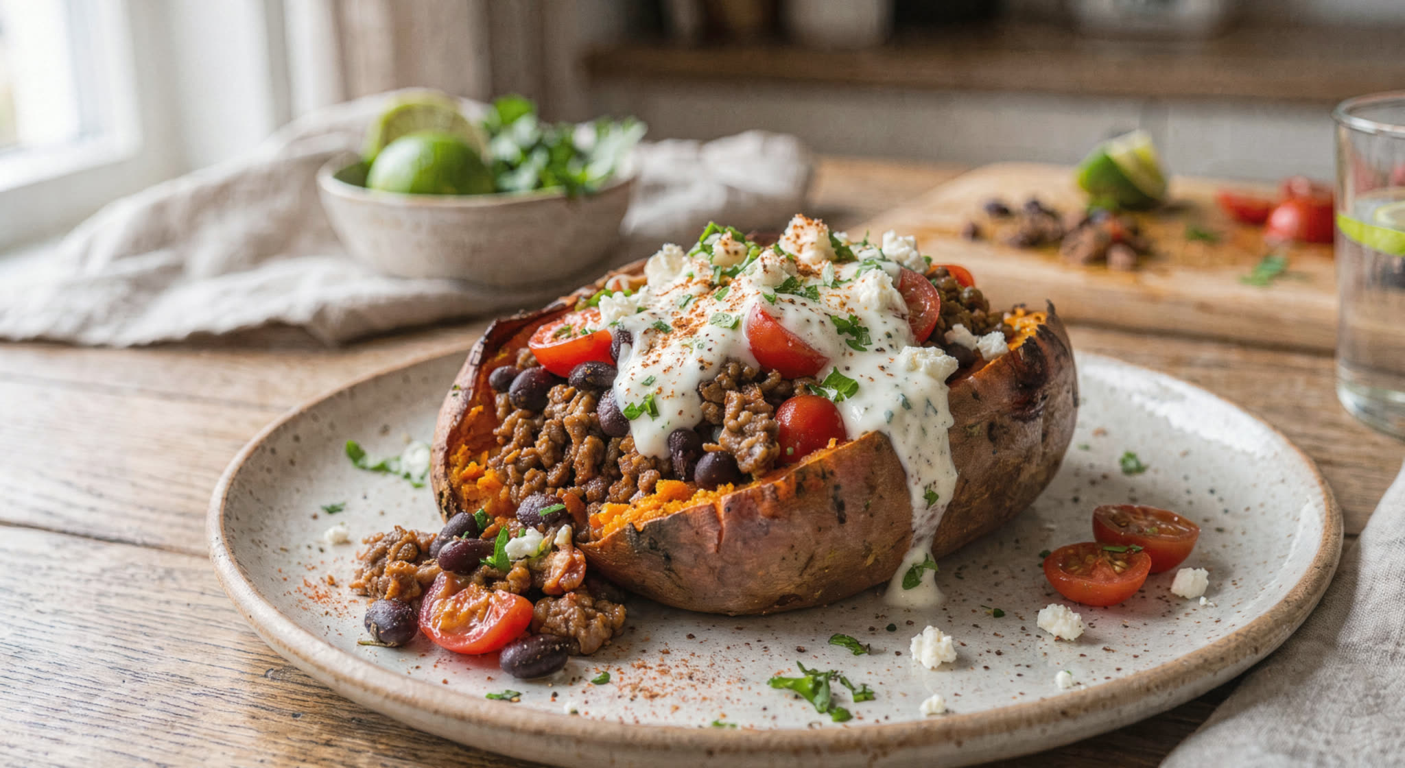 Recette : Patate Douce Farcie "Fit & Tex-Mex"
